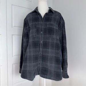 Plaid Button-Up Shirt Grey and Blue